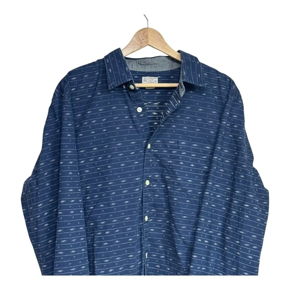 J.Crew Men's Blue Striped Casual‎ Button Down Shirt Size Large